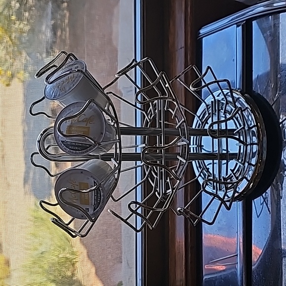 Coffee K-Pods metal silver tone rotating coffee pods holder carousel 3 tiers @ 8 - Picture 2 of 6